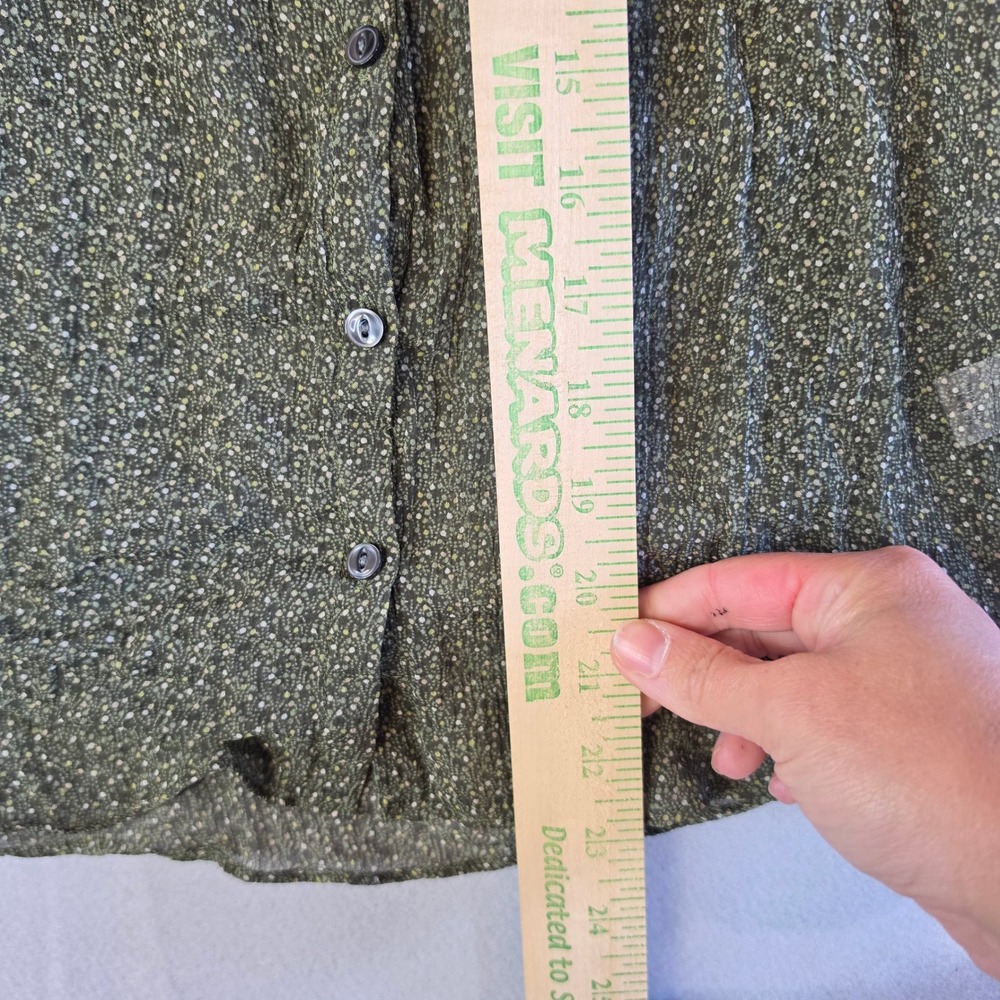 Banana Republic Cottagecore Ruffle Blouse Small Silk Dark Academia Green Floral - Picture 6 of 7